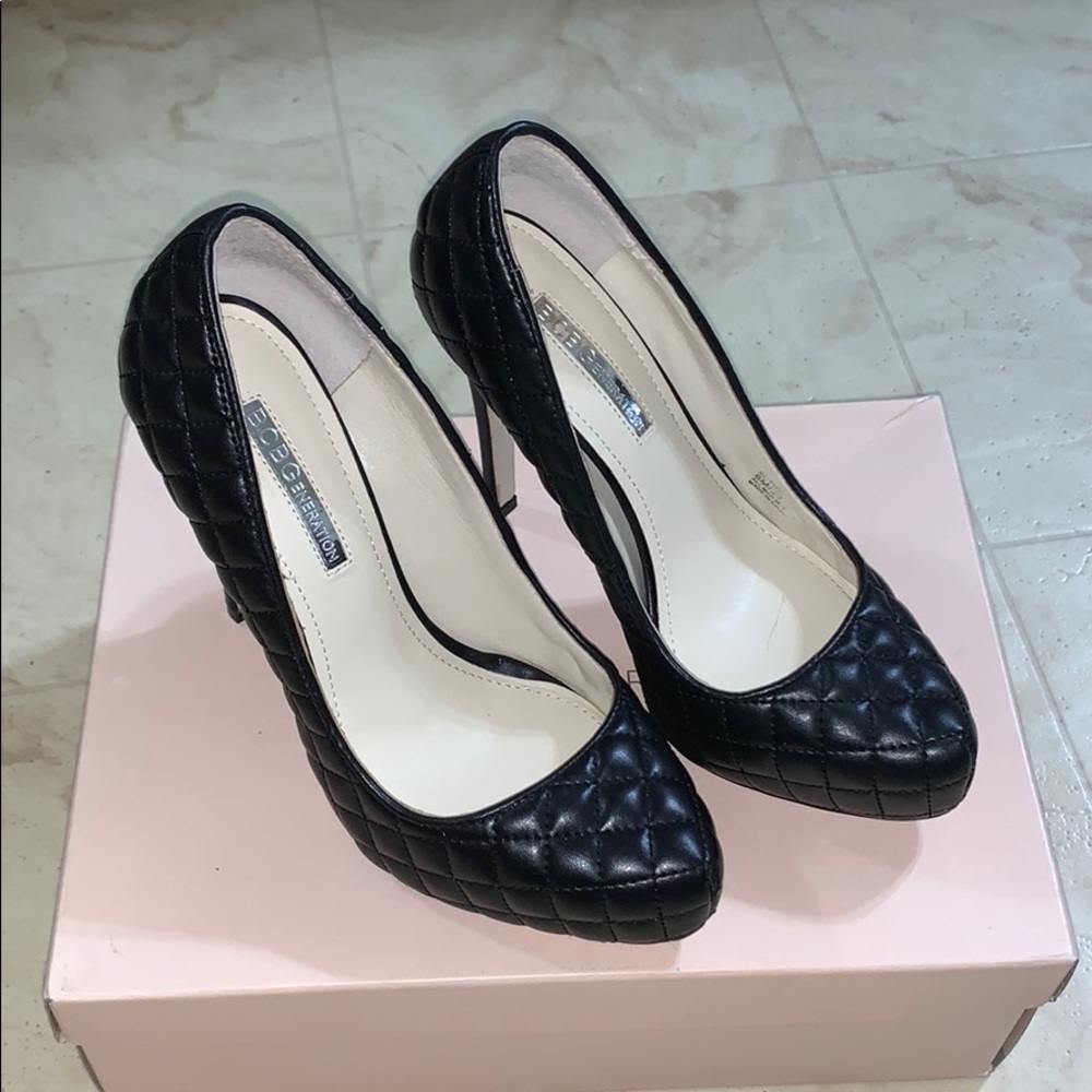 Black quilted heels